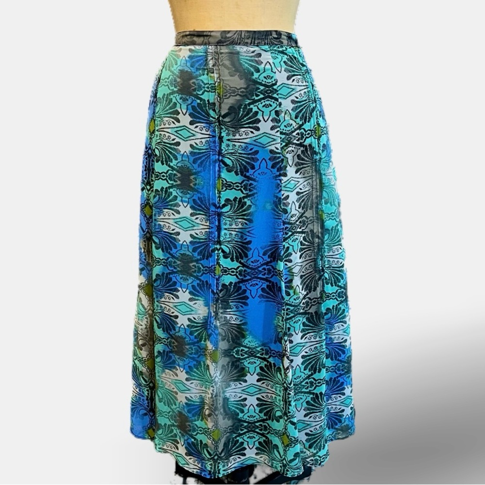 VINTAGE moody watercolor long maxi skirt dark earthy fairy floaty floral cottage